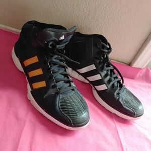 Adidas Men's Black Sneakers with Orange and White Stripes